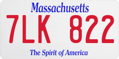 MA license plate 7LK822