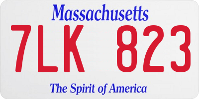 MA license plate 7LK823