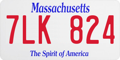 MA license plate 7LK824