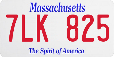 MA license plate 7LK825