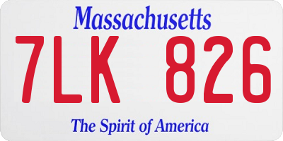 MA license plate 7LK826