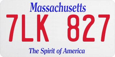 MA license plate 7LK827