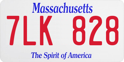 MA license plate 7LK828