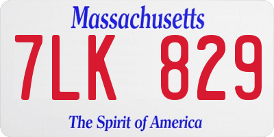 MA license plate 7LK829