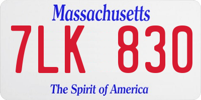 MA license plate 7LK830