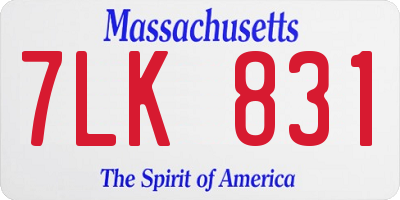 MA license plate 7LK831