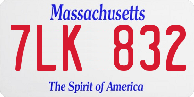 MA license plate 7LK832