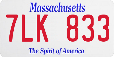 MA license plate 7LK833
