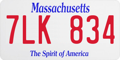 MA license plate 7LK834