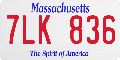 MA license plate 7LK836