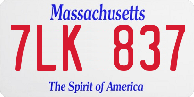 MA license plate 7LK837