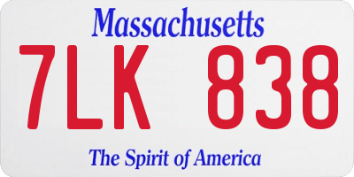 MA license plate 7LK838