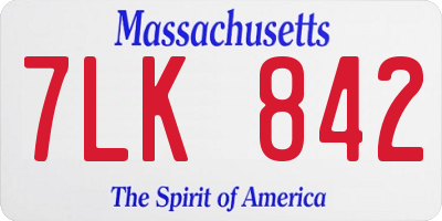 MA license plate 7LK842