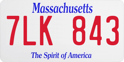 MA license plate 7LK843