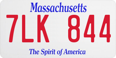 MA license plate 7LK844