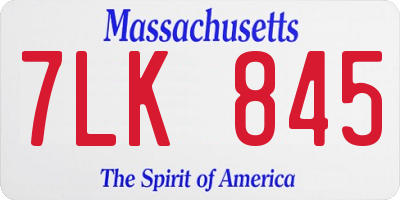 MA license plate 7LK845