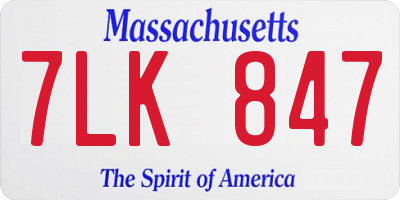 MA license plate 7LK847