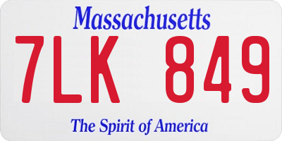 MA license plate 7LK849