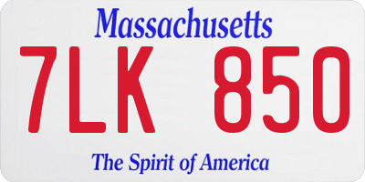 MA license plate 7LK850