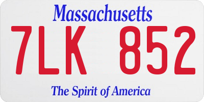 MA license plate 7LK852