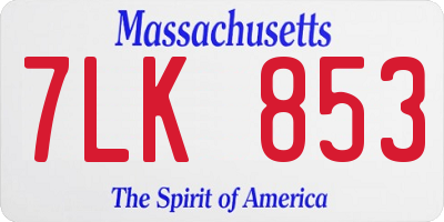 MA license plate 7LK853