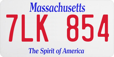 MA license plate 7LK854