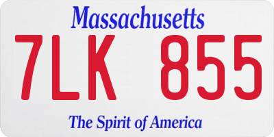 MA license plate 7LK855