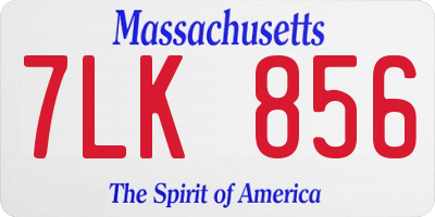 MA license plate 7LK856