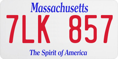 MA license plate 7LK857