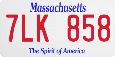 MA license plate 7LK858