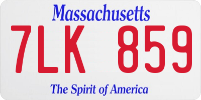 MA license plate 7LK859