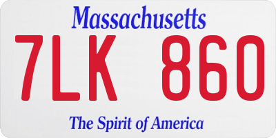 MA license plate 7LK860