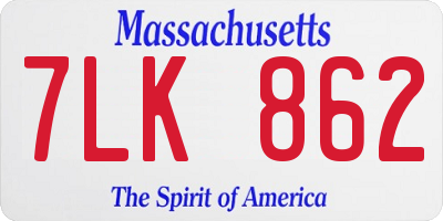 MA license plate 7LK862