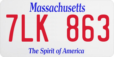 MA license plate 7LK863