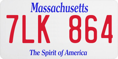 MA license plate 7LK864