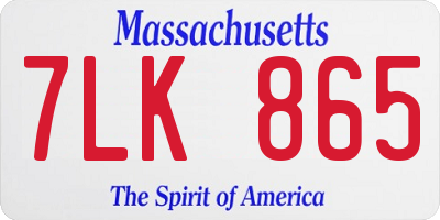 MA license plate 7LK865