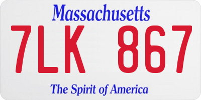 MA license plate 7LK867