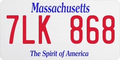 MA license plate 7LK868