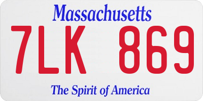 MA license plate 7LK869