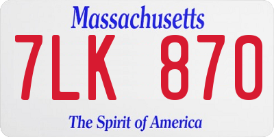 MA license plate 7LK870