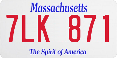 MA license plate 7LK871