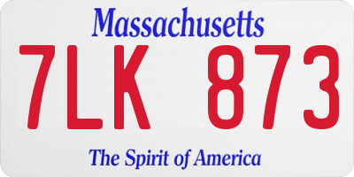 MA license plate 7LK873