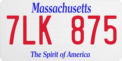 MA license plate 7LK875