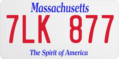 MA license plate 7LK877
