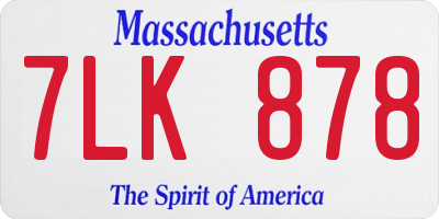 MA license plate 7LK878