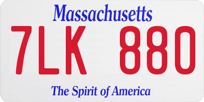MA license plate 7LK880