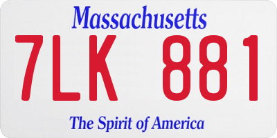 MA license plate 7LK881
