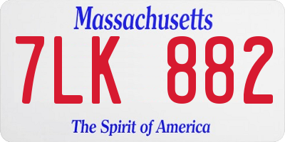 MA license plate 7LK882