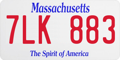 MA license plate 7LK883