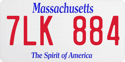 MA license plate 7LK884